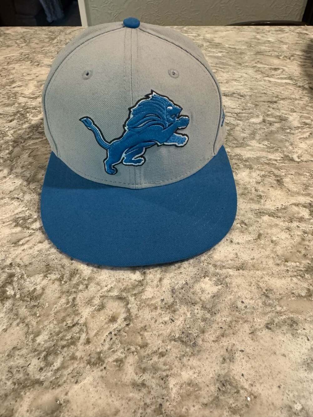 New Era Detroit Lions 59FIFTY Fitted Hat Gray Blue Size 7 1/4
